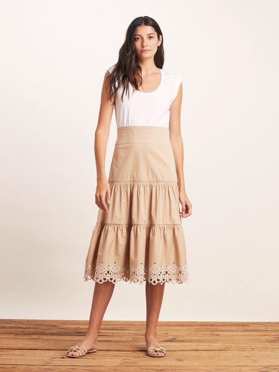 Veronica Beard Dresses & Skirts - Veronica Beard Amaia Midi Dress Cottagecore Coastal Cowgirl White Khaki M